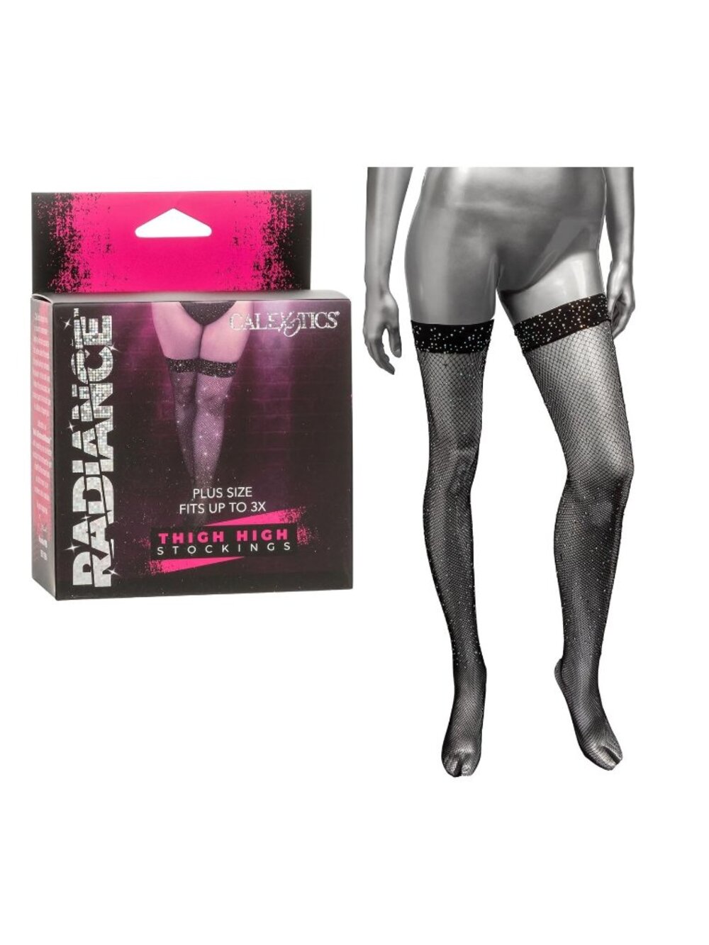 CalExotics Radiance Plus Size Thigh High Stockings with Sparkling Rhinestone Bli